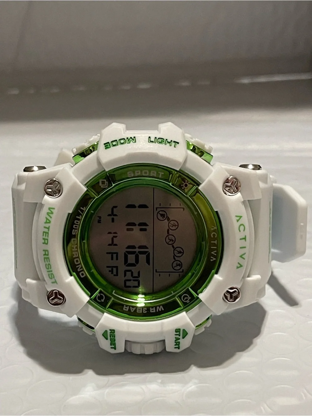 Activa Digital Essentials Unisex 50mm White and Green Tone Case new